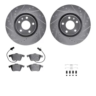 R1 Concepts WGSH1-73053 eLINE Rotor - Drilled & Slotted - Silver W/ Performance Pads